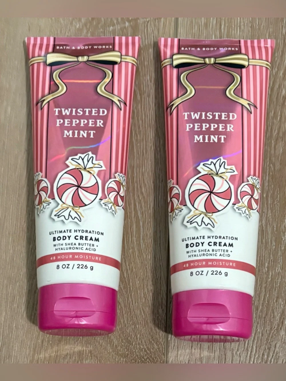 2 - BATH & BODY WORKS TWISTED PEPPERMINT ULTIMATE HYDRATION BODY CREAM NEW